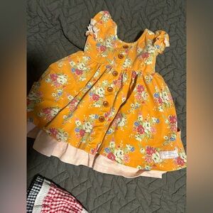 SweetHoney Orange Floral Kids Dress